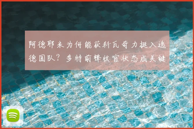 阿德耶米为何能获科瓦奇力挺入选德国队？多特前锋收官状态成关键，2026征程可期